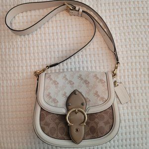 AUTHENTIC COACH Carriage Patterned Bone/Tan Crossbody